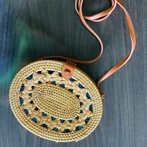 Handwoven Rattan Straw Weave Crossbody Bag